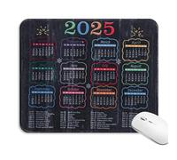 Tyqour 2025 Mouse Mat Calendar, Office Mouse Pad with Stitched Edge, 10.24 X 8.27 Inch Black Mousepad for Desk, Non-slip Rubber Base, Office Mousepad for Desk Computers Laptop