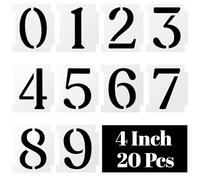 Tyqour 20pcs 4 Inch Number Stencils, Curb Stencil Kit for Address Painting, Reusable Number Spray Paint Stencils for Wood, Wall, Mailbox, Cakes, and Crafts, Custom Stencils for Spray Painting