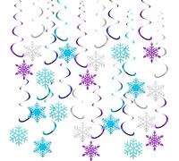 Tyqour 20pcs Snowflake Frozen Party Christmas Snowflake Hanging Swirl Decorations Elsa Party Decorations for Winter Wonderland Xmas New Year Decor