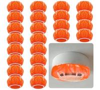 Tyqour 24 Pcs Fire Alarm Cover for Cooking Smog Detector Cover Dust Paint Thicken Elastic Stretch Plastic Smog Detector Fire Alarm Covers During Cooking or Baking, Orange