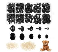 Tyqour 250Pcs 6-17mm Plastic Safety Eyes and Noses Assorted Sizes Doll and Stuffed Animal Eyes Gift for DIY Crochet Lovers Stuffed Animals Making Supplies