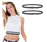 Tyqour 2pcs Black Womens Elastic Belt Tucky Belt to Crop Tops Invisible Belt for Women Adjustable Shirt Tuck Band Women to Change The Style of Your Tops