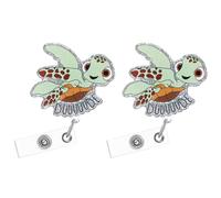 Tyqour 2pcs Funny Turtle Badge Reel - Retractable Cute Sea Turtle Nurse Holder Accessories for Medical Assistant, Doctor, Teacher, Student, Office Worker, Pediatric, ID Clip