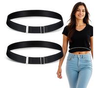Tyqour 2PCS Shirt Tuck Band Women, Adjustable Elastic Belts for Women for Tucking Shirt Sweater Change the Style of Your Tops (Black)
