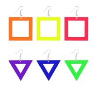 Tyqour 3 Pairs 80s 90s Neon Earrings for Women Neon Accessories Acrylic Glow Party Earrings Retro Colorful Drop Earring for 80s Costume Dancing Party Accessory