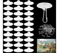 Tyqour 30Pcs 3cm Clear Ceiling Hooks Self Adhesive Heavy Duty Sticky Hooks Round Wall Hook Without Drilling Hanger Drop Hanging Ceiling Hook for Pendant Balloon Flag Hanging Suspended Decoration
