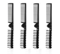 Tyqour 4PCS Folding Travel Hair Brush Multipack Portable Folding Comb Foldable Hairbrush for Men & Women, Pocket Size, Black