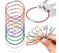 Tyqour 50PCS Wire Keychain Cable, Luggage Tags Key Ring Hoop Key Rings with Tags 1.5mm Stainless Steel, Keyring Chain For Keys, Id Tag Keepers