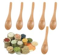 Tyqour 6PCS Small Mini Wooden Spoons for Honey Wooden Teaspoon Cooking Honey Dipper Tiny Spoons for Spices, Beechwood Brown Teaspoons for Sugar, Condiments, Tea, Coffee, Ice Cream