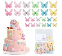 Tyqour 72Pcs Butterfly Cake Topper Butterflies Cupcake Toppers Mix Color Butterfly Cake Decorations for Birthday Theme Wedding Anniversary Baby Shower Party Decorating