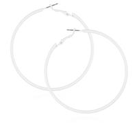 Tyqour 80s Earrings for Women Neon Hoop Earrings Colorful Big Hoop Statement Earring Retro Circle Earrings Party Dangle Earrings Accessories for Women 80s 90s Party Accessories(White)