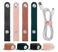 Tyqour 8Pcs Leather Cord Organizer Cable Straps Reusable Cord Organiser Cable Tidies Cable Organizer Earphone Cables Ties Cord Keeper Cable Ties for Charging Cord Power Cord Headphone Organizer