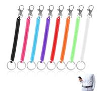 Tyqour 8pcs Retractable Spring Coil Keychain, Coiled Lanyard With Keyring Lobster Clasp, Anti-Lost Stretch Cord Safety Key Chain for Wallet Chain, Keys, Cellphone (Multicolored)