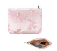 Tyqour Bow Pencil Case Cute Pencil Pouch Aesthetic Mini Makeup Bag Pink Pen Pouch Kawaii Bow Purse Canvas Zipper Case for Girls Women Coquette Organizer Travel