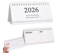 Tyqour Desk Calendar 2026, Mini Monthly Calendar 2026, Flip Office Small Standing for School, Home and Office (White)