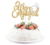 Tyqour Engagement Cake Topper Gold Glitter We're Engaged Cake Topper with Ring Just Engaged Decorations for Engagement Party Decorations Bridal Shower Wedding Engagement Theme Party Decorations