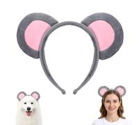 Tyqour Grey Mouse Ears Headband Fuzzy Bear Ears Headband for Women Adults