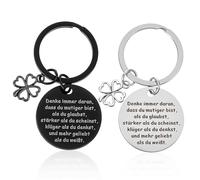 Tyqour Pack of 2 Lucky Charm Exam Keyrings Double-Sided Courage Gift Motivational Gifts Clover Lucky Charm Back to School High School Good Luck Encouragement Gifts for Women