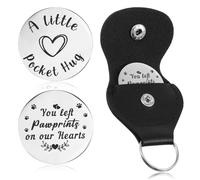 Tyqour Pocket Hug Token Long Distance Gifts Long Distance Friendship Gifts for Women Men with Leather Keychain Thinking of You Gifts Double Sided Christmas Gifts