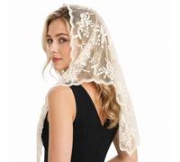 Tyqour Triangle White Lace Veil for Brides Church Veils for Women Catholic