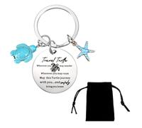 Tyqour Turtle Keyring Travel Turtle Keychain, Sea Turtle Keychain Gifts for Women Men, Beach Keychain Good Lucky Charms Gifts for Friends Family Travelers