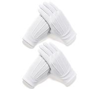 Tyqour White Gloves Men Women White Gloves Costume for Formal Events | White Cotton Gloves Soft Breathable Cotton for Wedding Costume & Tuxedo Wear, Police Server Funeral Gloves(2 Pairs)