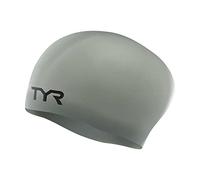 TYR Silicone Wrinkle-Free Long Hair Swim Cap - Grey