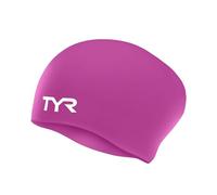 TYR Adult Silicone Long Hair Swim Cap - Wrinkle-Free, Streamlined Performance Cap for Braids, Dreadlocks & Thick Hair Protection, Magenta