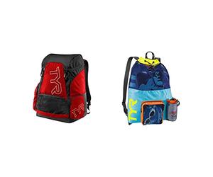 TYR Alliance Backpack - Red/Black, Medium/45 Litre & Unisex's Big Mesh Mummy Backpack Bag, Blue/Yellow, One Size