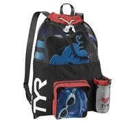 TYR Unisex's Big Mesh Mummy Backpack for Swim, Gym and Workout Gear, Charcoal/Red, 40 Liter