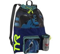 TYR Big Mesh Mummy Backpack for Swim Gym and Workout Gear Black 40-Liter Capacity