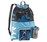 TYR Big Mesh Mummy Backpack - Ventilated Swim Gym and Workout Gear Bag, Blue