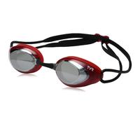TYR Unisex Adult Blackhawk Racing Mirrored Low Profile Swimming Goggles - Silver/Red/Black, Medium