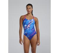 TYR Durafast Elite Cutoutfit Abstractai Swimsuit Blue Pink Women - 28