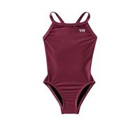 TYR Girls Solid Diamondback Swim Suit One Piece Swimsuit, Burgundy, 24