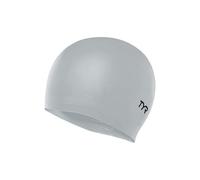 TYR Latest Designed Long Hair Silicone Swim Cap, Keeps Hair Clean with Ear Protector,Waterproof Silicone Swimming Cap for Adult, Woman and Men (Silver)