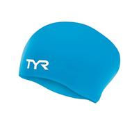 TYR Latest Designed Long Hair Silicone Swim Cap, Keeps Hair Clean with Ear Protector,Waterproof Silicone Swimming Cap for Adult, Woman and Men (Blue)