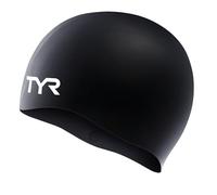 TYR Latest Designed Long Hair Silicone Swim Cap, Keeps Hair Clean with Ear Protector,Waterproof Silicone Swimming Cap for Adult, Woman and Men (Black)