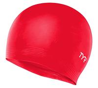 TYR Latest Designed Long Hair Silicone Swim Cap, Keeps Hair Clean with Ear Protector,Waterproof Silicone Swimming Cap for Adult, Woman and Men (Red)