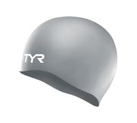 TYR Latest Designed Long Hair Silicone Swim Cap, Keeps Hair Clean with Ear Protector,Waterproof Silicone Swimming Cap for Adult, Woman and Men (Silver)