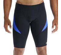 TYR Men's Durafast Elite Curve Splice Jammer Swimsuit Swim Trunks, Black/Blue, 38