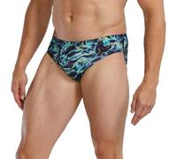 TYR Men's Durafast Elite Racer Brief Swimsuit Swim, Green/Energia, 28