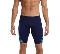 TYR Men's Durafast Elite Solid Jammer Swimsuit Swim Trunks, Grn/NVY, 32