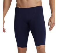 TYR Men's Durafast Elite Solid Jammer Swimsuit Swim Trunks, Navy/Logo, 32