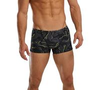 TYR Men's Galaxay Square Leg Swimming Briefs, Black/Lime Green, W26