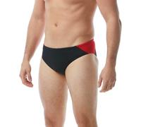 TYR Men's Hexa Blade Splice Racer Swimsuit Swim Briefs, Black/Red, 32
