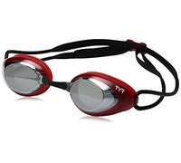 TYR Unisex Adult Blackhawk Racing Mirrored Low Profile Swimming Goggles - Silver/Red/Black, Medium