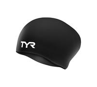 Long Hair Wrinkle-Free Silicone Swim Cap Tyr Black One Size
