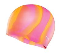 TYR Unisex Adult multi color silicone swim cap Multicolor Silicone Swim Cap - orange/pink multi, M