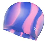 TYR Unisex Adult multi color silicone swim cap Multicolor Silicone Swim Cap - purple/pink multi, M